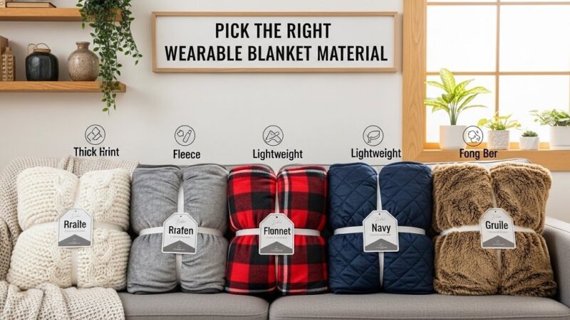 Different wearable blanket materials comparison chart