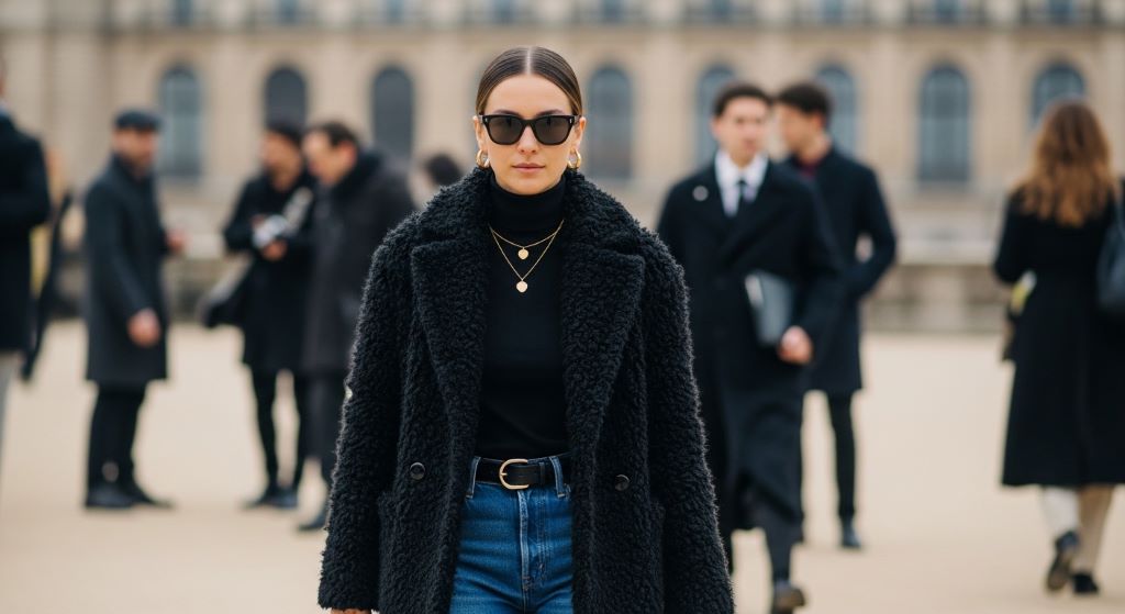 Budget traveler walking through Le Marais neighborhood during Paris Fashion Week