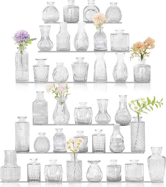 JALANCY Vintage Glass Bud Vases Set