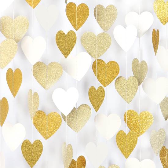 Lasting Surprise White Gold Heart Streamers Garland