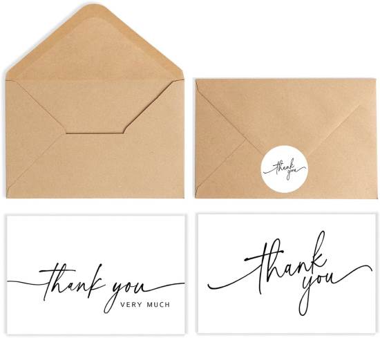 SPIRITDUST 52 pack Minimalist Thank You Cards