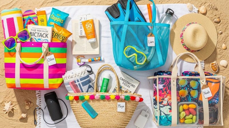 large beach bags for teens with multiple compartments and towel storage