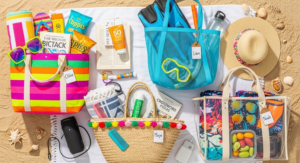 large beach bags for teens with multiple compartments and towel storage