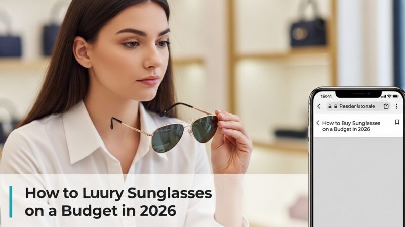 Affordable luxury sunglasses display on wooden table