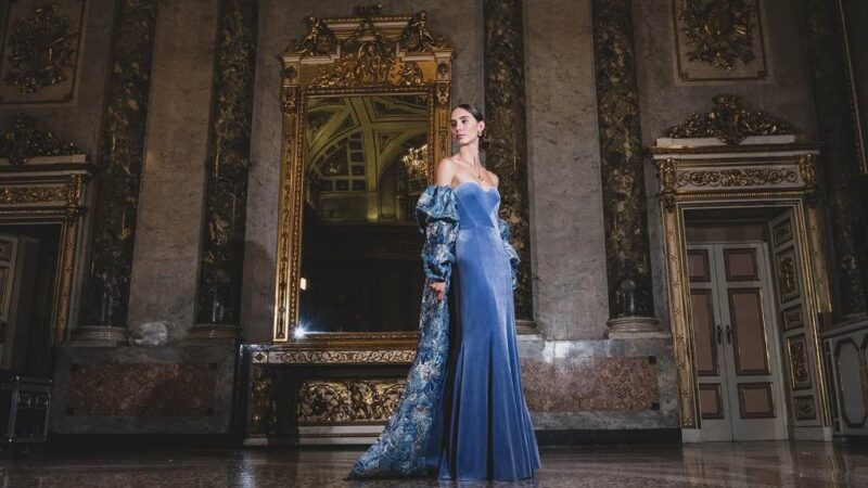 Evaro Italia Spring 2026 fashion show runway at Fairmont San Francisco with models showcasing elegant spring collection