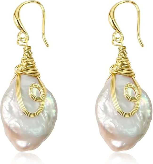 NORVIT baroque keshi pearl drop earrings (25–30mm) for women with bold natural elegance