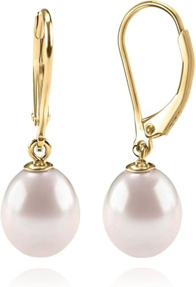 PAVOI freshwater cultured pearl leverback earrings with classic elegant design for everyday and wedding use