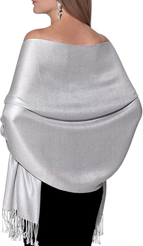 ShineGlitz soft pashmina shawl and wrap for evening dresses with elegant large wedding-ready design