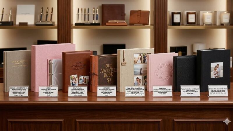 Wedding photo album with elegant linen cover displayed in Texas (TX) for 2026 couples’ memory keepsakes