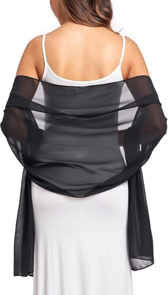 Olyrjie soft chiffon shawl wrap for evening dresses and bridal weddings with lightweight elegant style