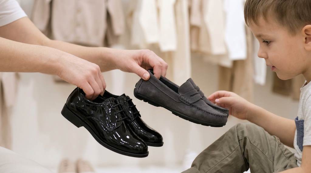 Comfortable leather kids wedding shoes for boys in black