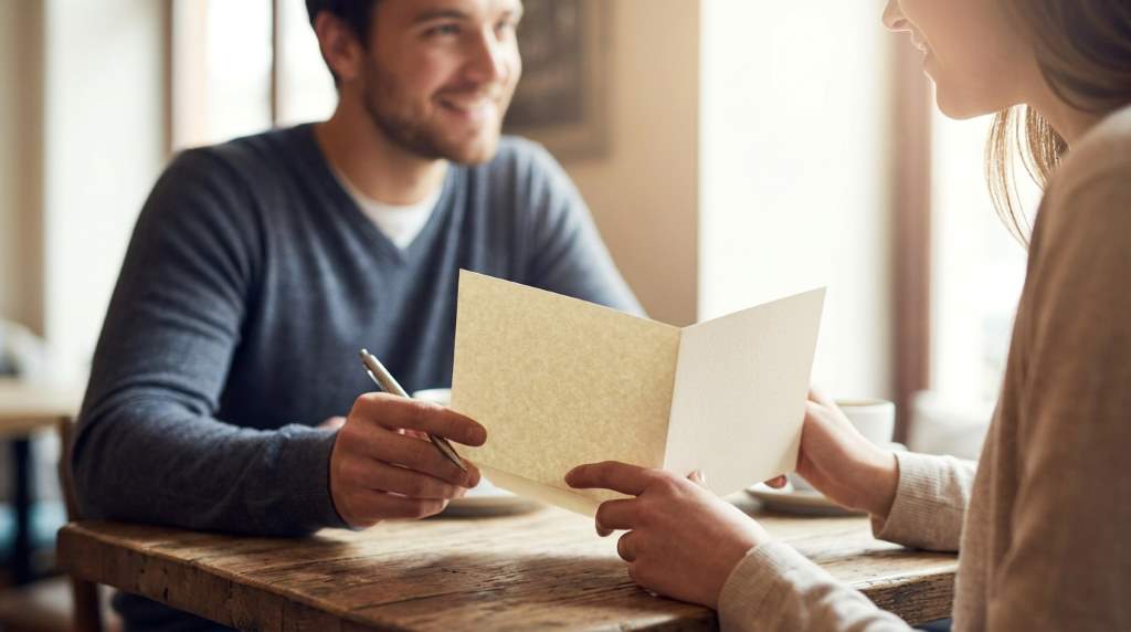 Creative wedding card with a unique design and message