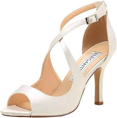 ELEGANTPARK cross-strap peep-toe high-heel sandals in satin finish, designed for weddings, evening parties, and formal celebrations