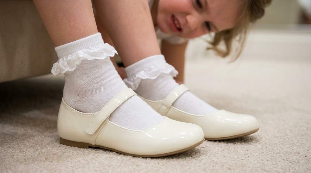 Happy girl dancing in well fitted wedding shoes without blisters