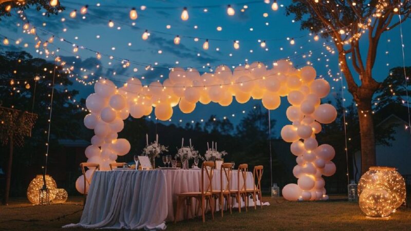 Party room decorated with colorful LED string lights creating a festive atmosphere