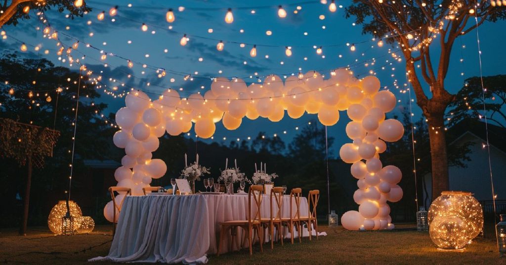 Party room decorated with colorful LED string lights creating a festive atmosphere