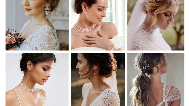 Bride wearing classic pearl earrings styled beautifully for an elegant wedding look