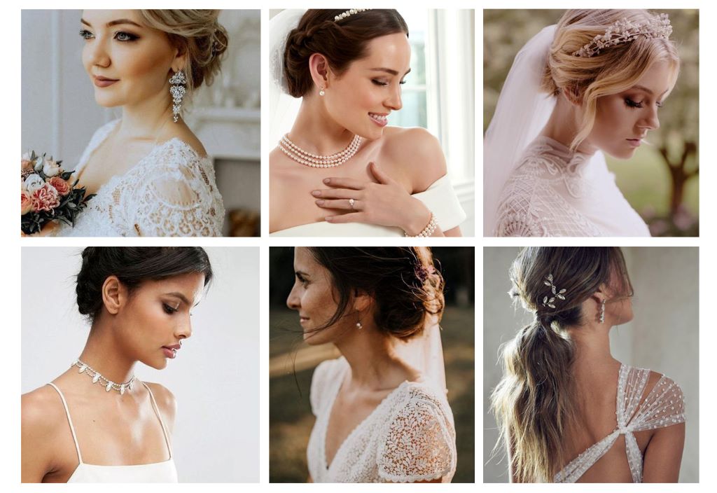 Bride wearing classic pearl earrings styled beautifully for an elegant wedding look