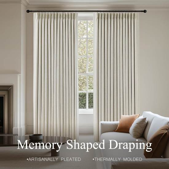 AUSSPVOCT Pinch Pleated Curtains 100% Blackout Linen Curtains
