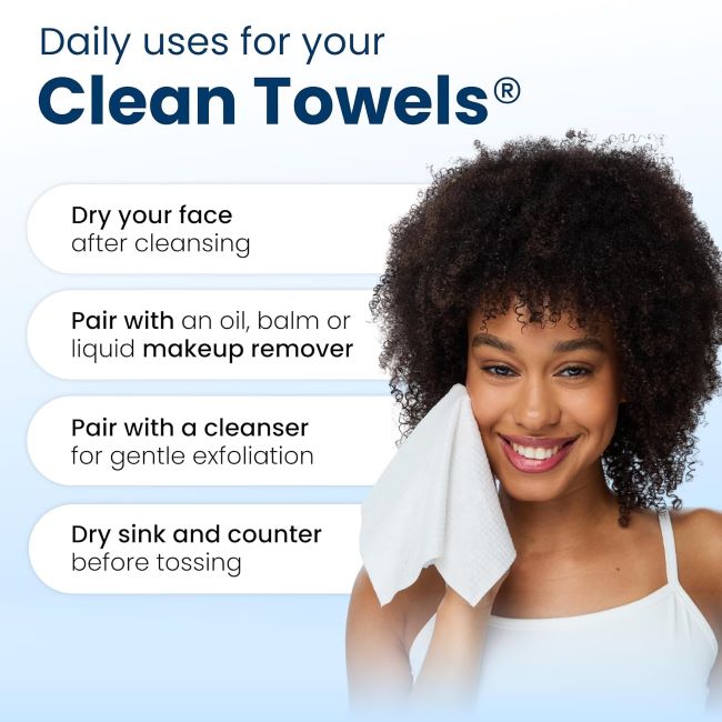 Clean Skin Club XL face towels used for gentle skincare and facial cleansing
