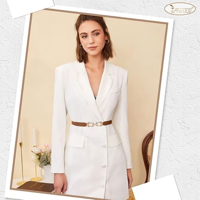 JASGOOD women's fashion belt with classic gold buckle for everyday and special occasion wear