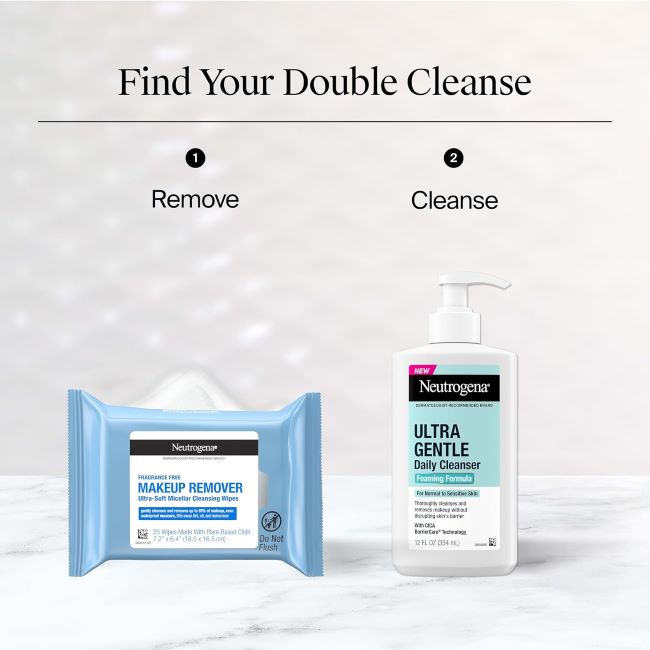 Neutrogena makeup remover wipes pack for removing dirt, oil, and waterproof makeup