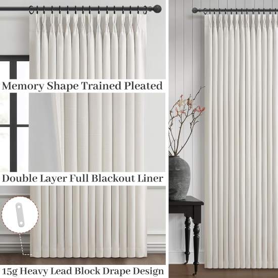 PleatedDrapes Blackout Curtains Bedroom Insulated Darkening