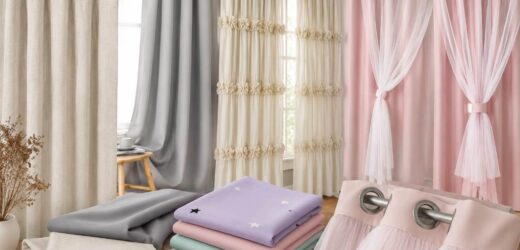 Stylish curtains for girls bedroom in New York apartment interior