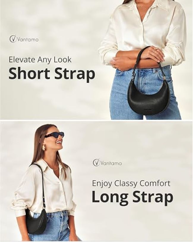 Vantamo crescent handbag featuring a spacious interior for everyday essentials