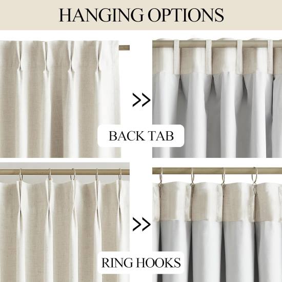 Vision Home Natural Pinch Pleated Full Blackout Curtains