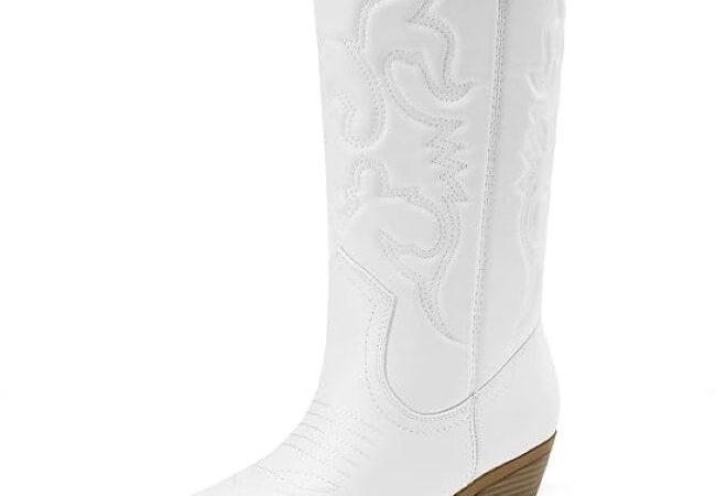 DREAM PAIRS Western cowboy boots with classic mid-calf design in Oklahoma