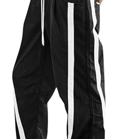 Fisoew Women's Baggy Wide Leg Pants with elastic drawstring waist and relaxed fit
