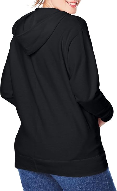 Just My Size full-zip fleece hoodie for women styled with casual everyday clothing