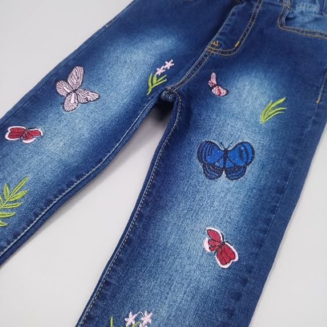 KIDSCOOL Girls' embroidered jeans styled for casual everyday wear and outings