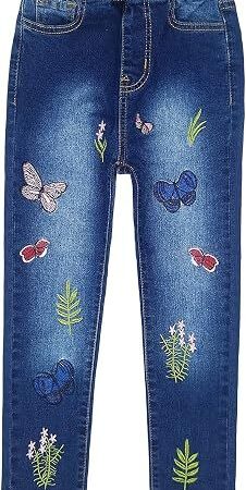 KIDSCOOL Girls' Embroidered Jeans with decorative stitching and stylish details