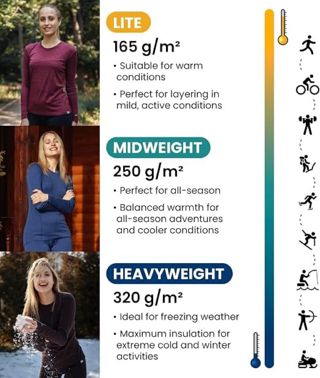 Women's Merino base layer shirt for layering during cold-weather workouts, skiing, and everyday wear