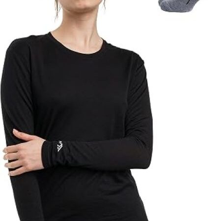 Women's Merino wool base layer top designed for lightweight warmth and outdoor activities