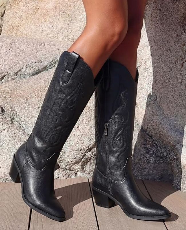 Pasuot women’s cowgirl boots with pointed toe for Western-inspired outfits