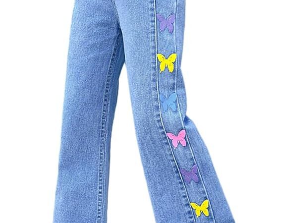 Rolanko Girls' Wide-Leg Baggy Jeans with relaxed fit for everyday wear