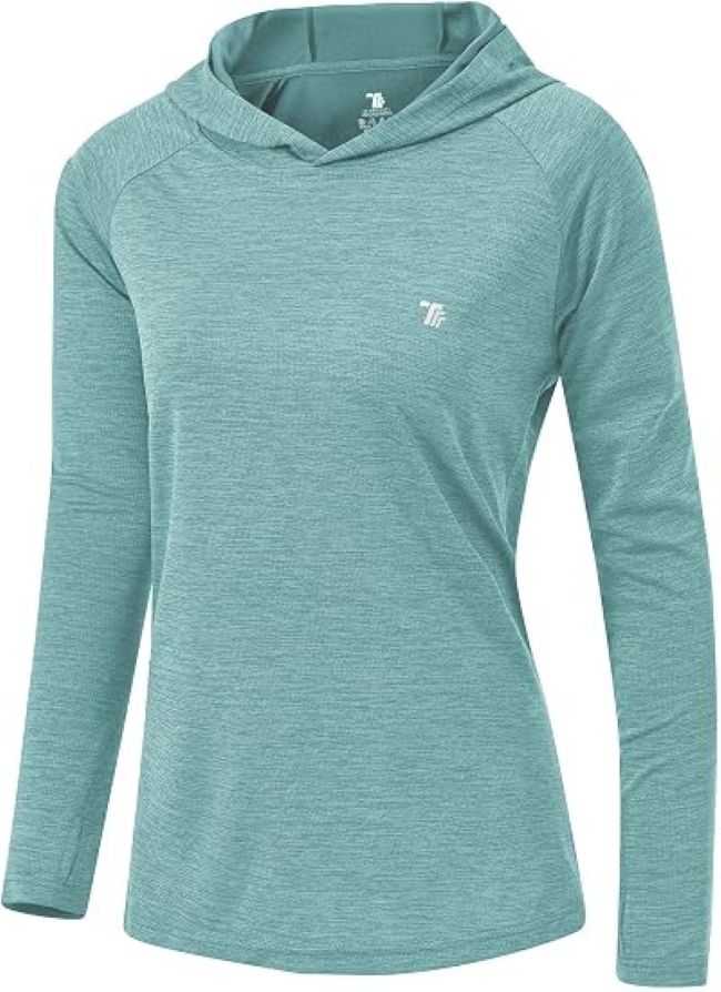 TBMPOY Women's UPF 50+ Hoodie Shirt with lightweight long sleeves for outdoor sun protection