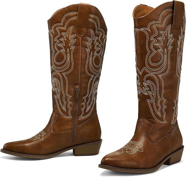 mysoft women’s cowboy boots with mid-calf design and medium or wide width fit