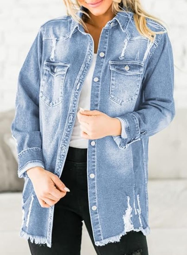 Dokotoo women's button-down oversized denim jacket