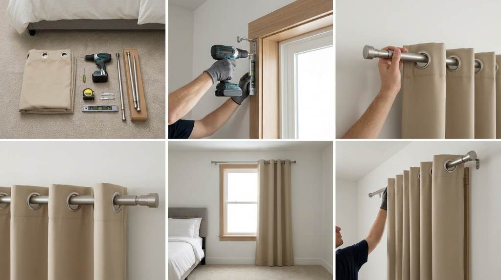 Mounting curtain brackets above bedroom window