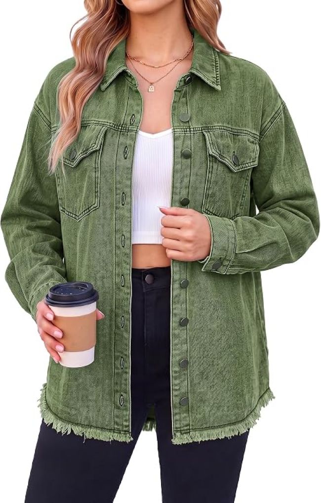 Vetinee Oversized Jean Jacket for women with side pockets