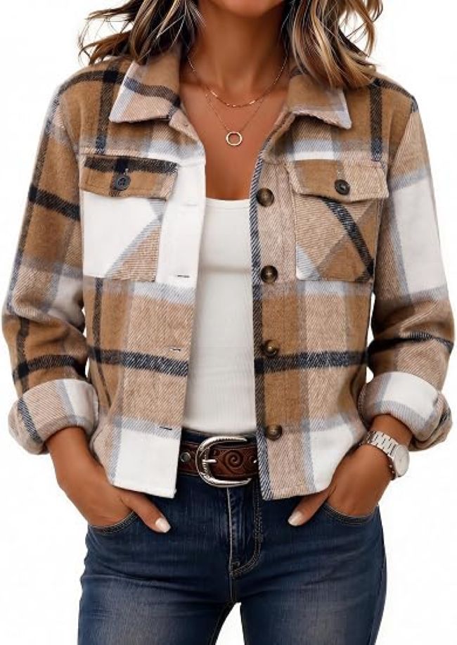 Zeagoo plaid shirt jacket for women's fall outfits